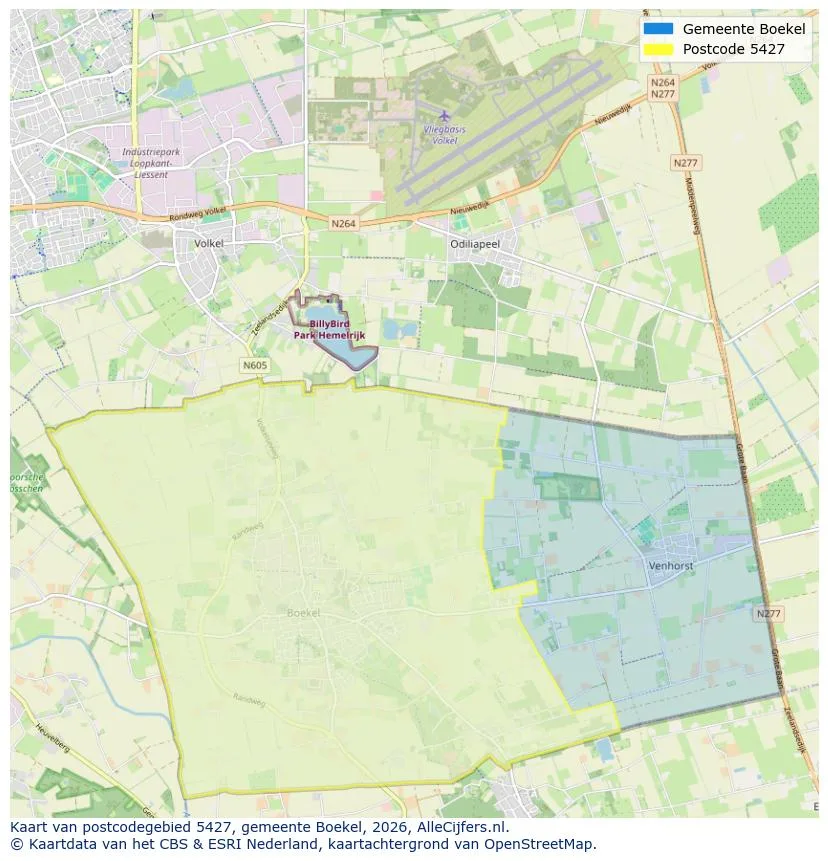 Postcodekaart voor 5427