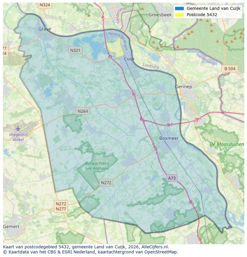 Postcodekaart voor 5432
