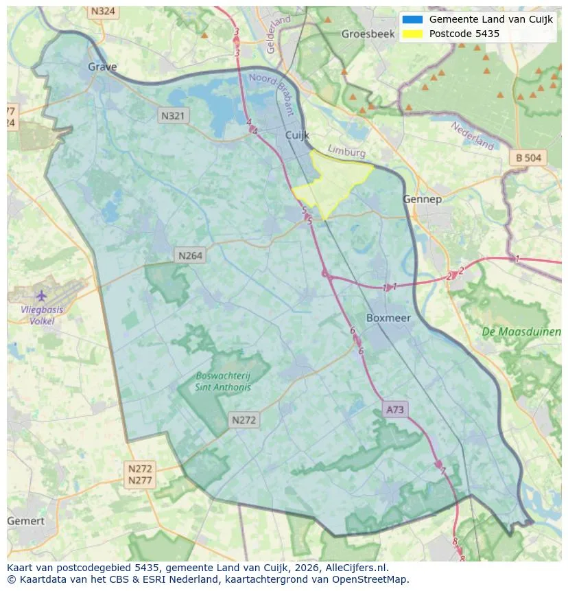 Postcodekaart voor 5435