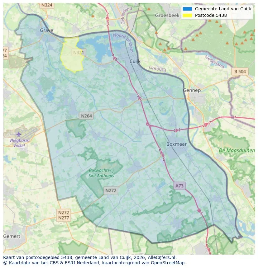Postcodekaart voor 5438