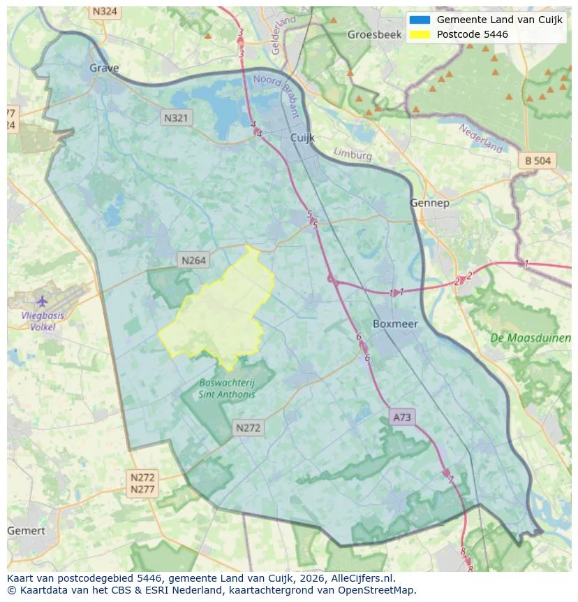 Postcodekaart voor 5446