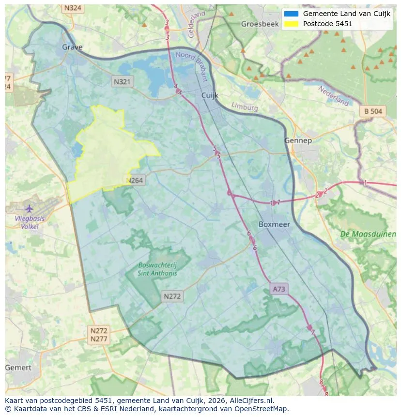 Postcodekaart voor 5451