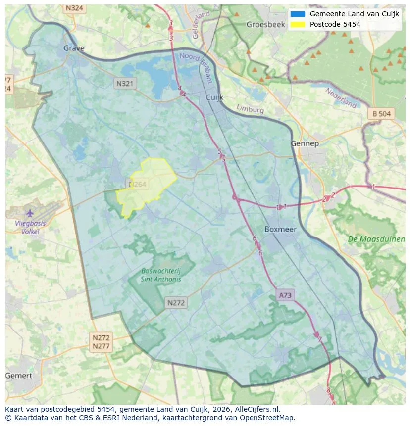 Postcodekaart voor 5454