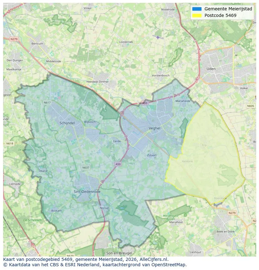 Postcodekaart voor 5469