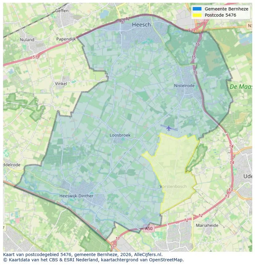 Postcodekaart voor 5476