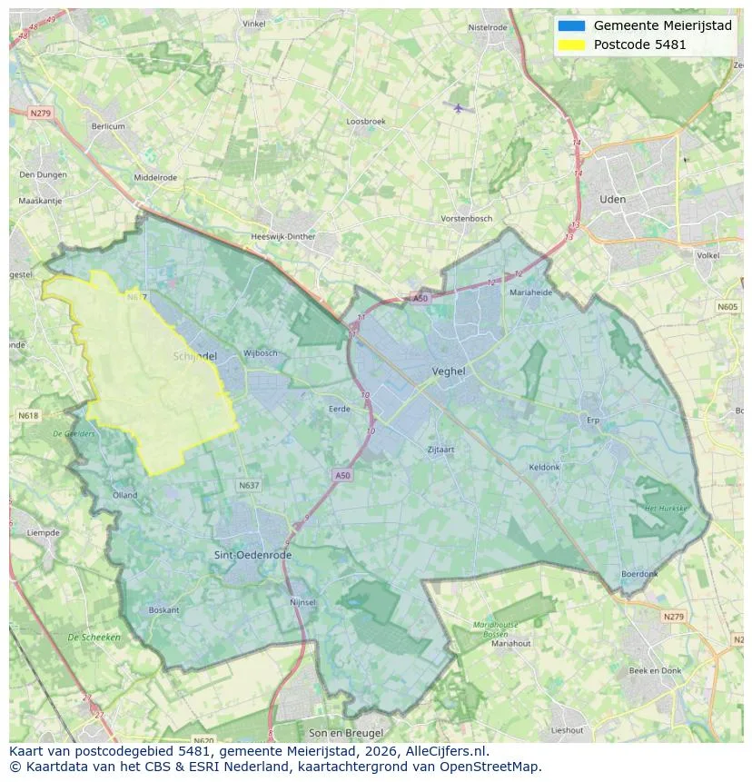 Postcodekaart voor 5481