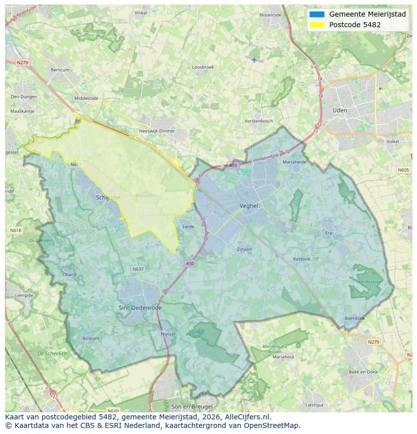 Postcodekaart voor 5482