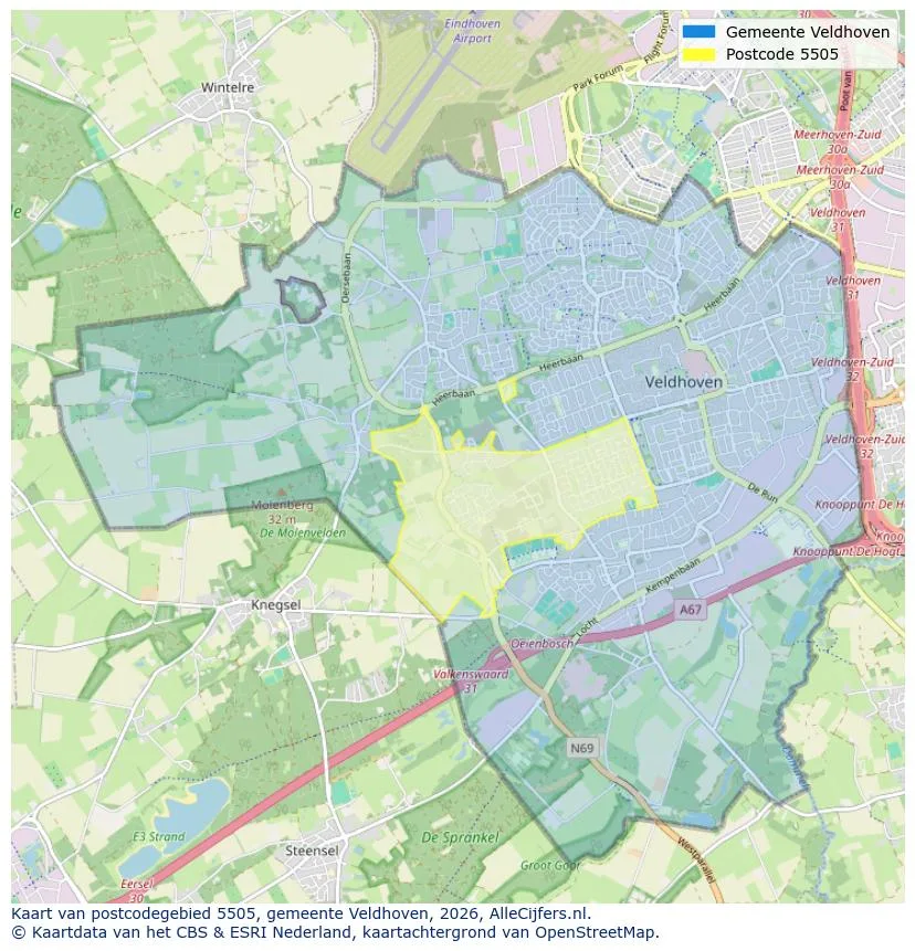 Postcodekaart voor 5505