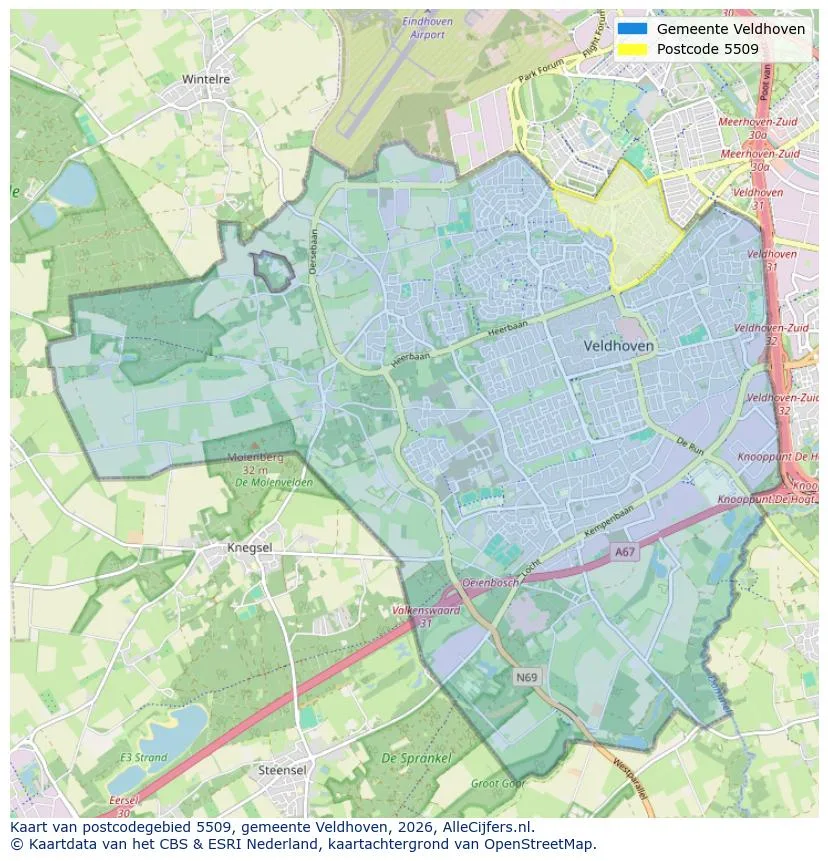 Postcodekaart voor 5509