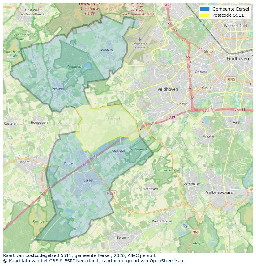 Postcodekaart voor 5511