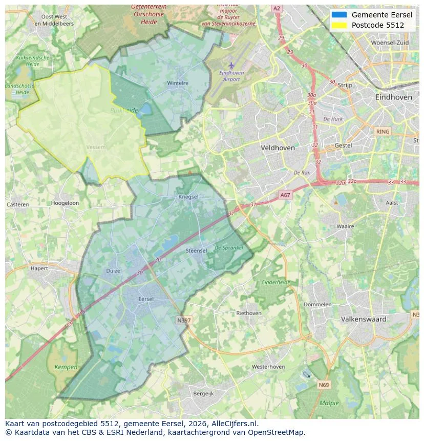 Postcodekaart voor 5512