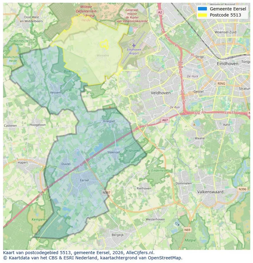 Postcodekaart voor 5513