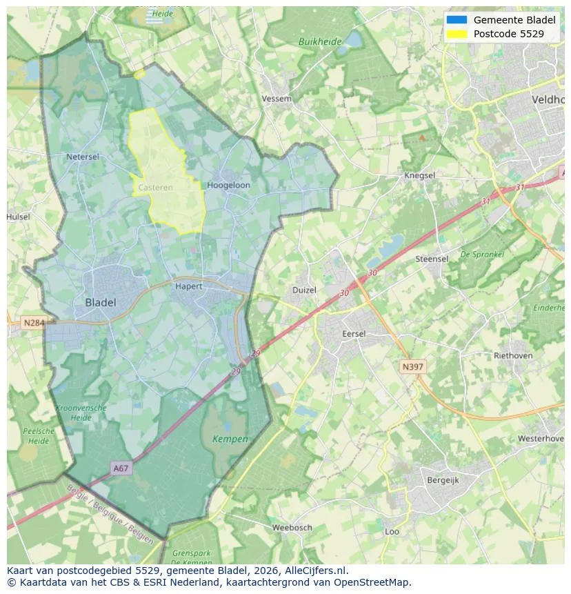 Postcodekaart voor 5529
