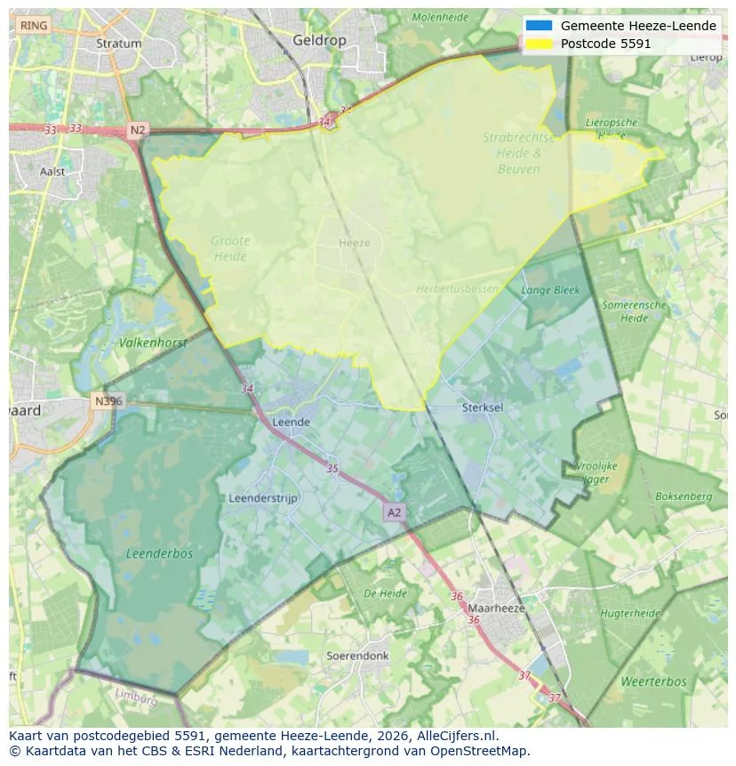 Postcodekaart voor 5591