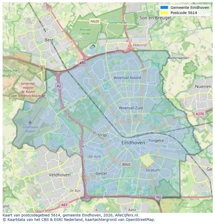 Postcode map for 5614