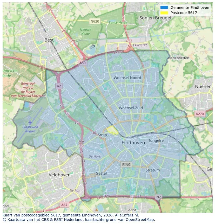 Postcodekaart voor 5617