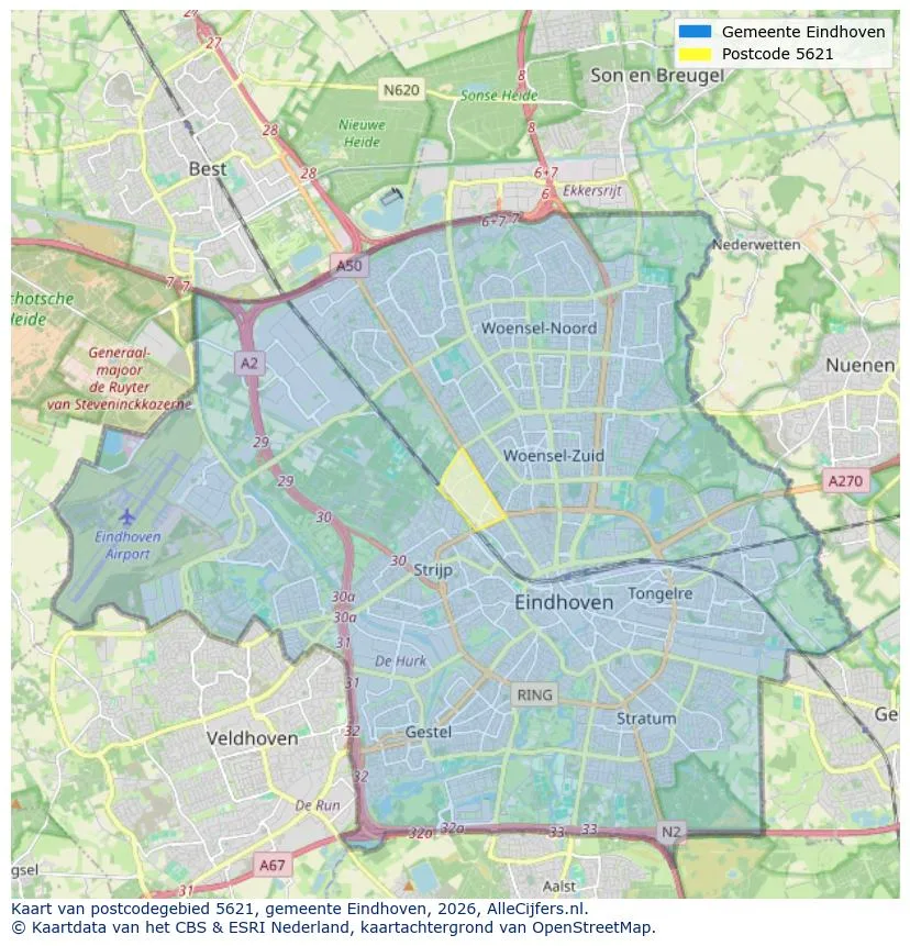 Postcodekaart voor 5621