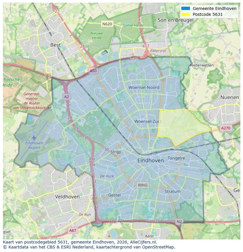 Postcodekaart voor 5631