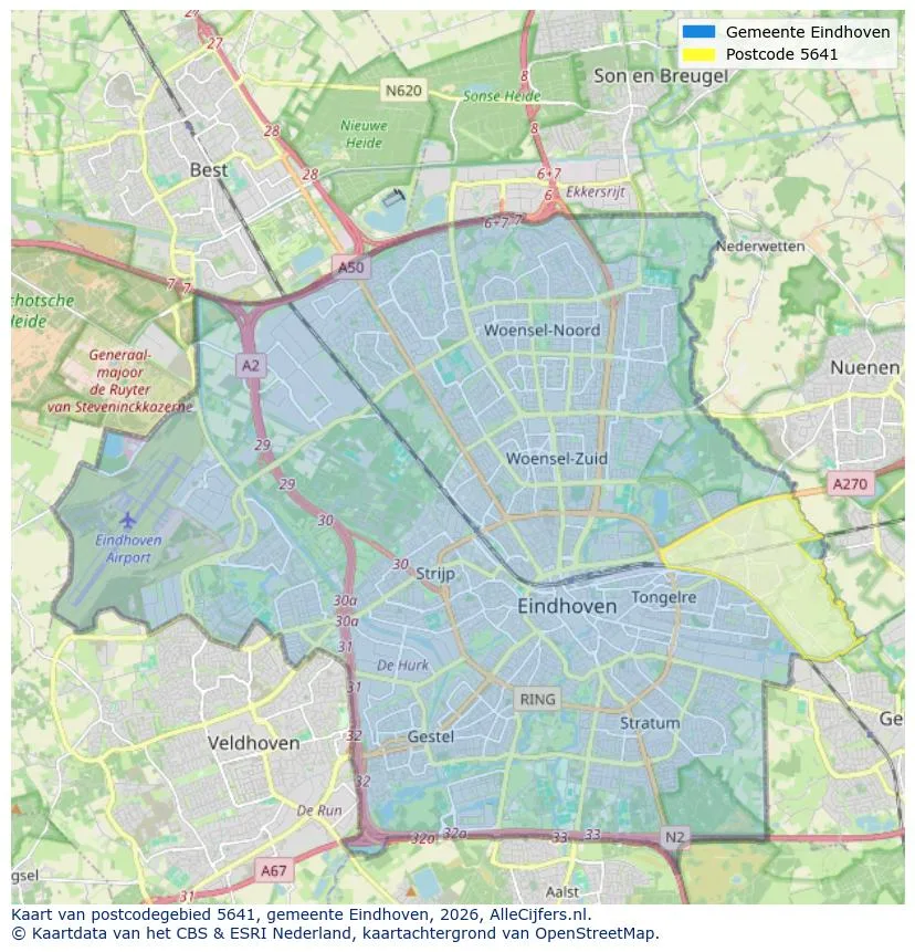 Postcodekaart voor 5641