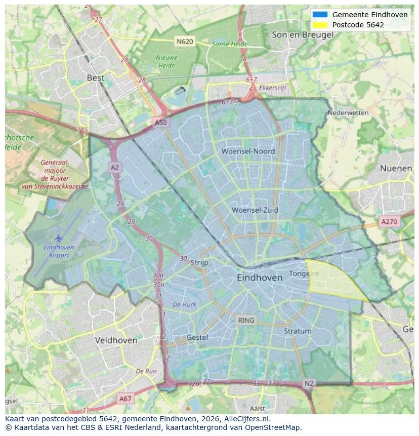 Postcodekaart voor 5642