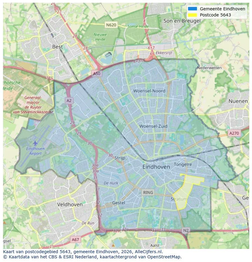 Postcodekaart voor 5643