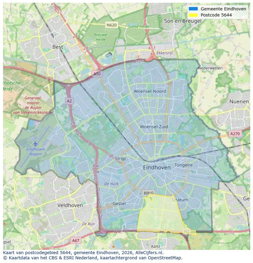 Postcodekaart voor 5644