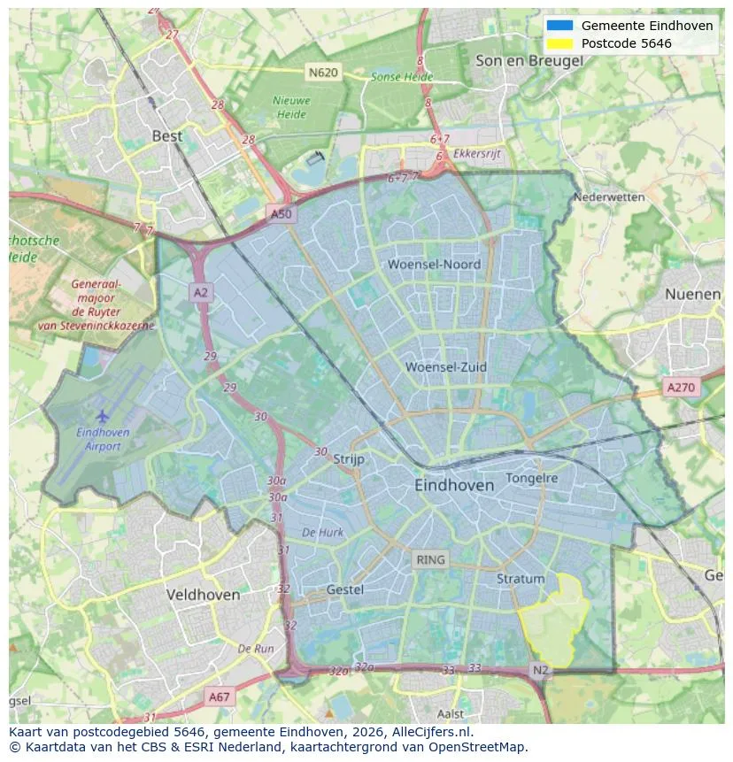 Postcodekaart voor 5646