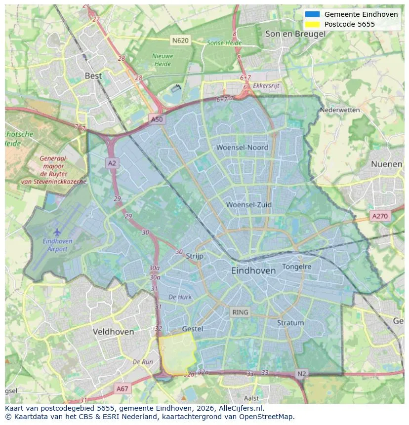 Postcodekaart voor 5655