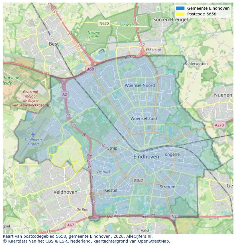 Mapa de códigos postales para 5658