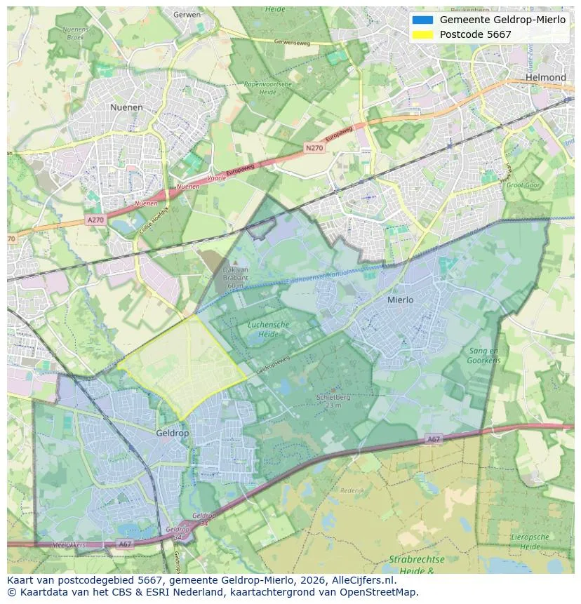 Postcodekaart voor 5667