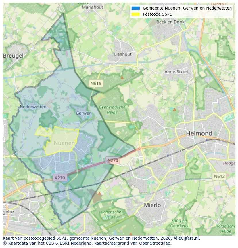 Postcodekaart voor 5671