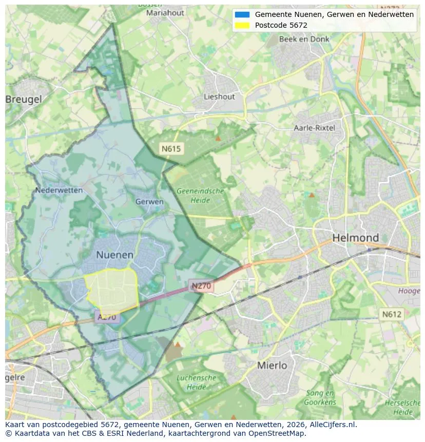 Postcodekaart voor 5672