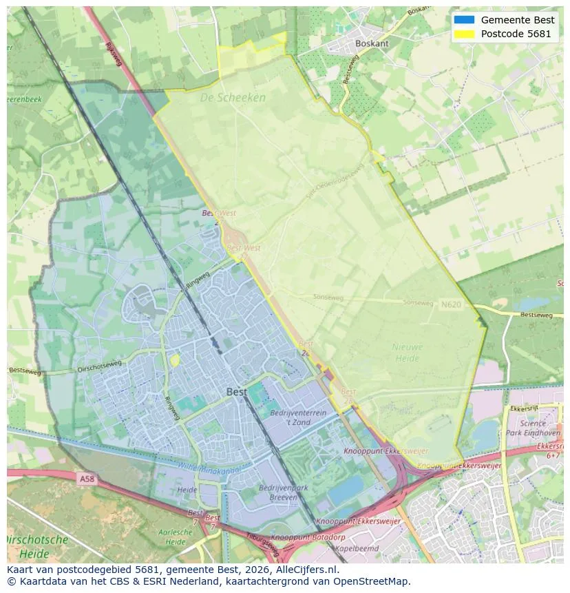 Postcodekaart voor 5681