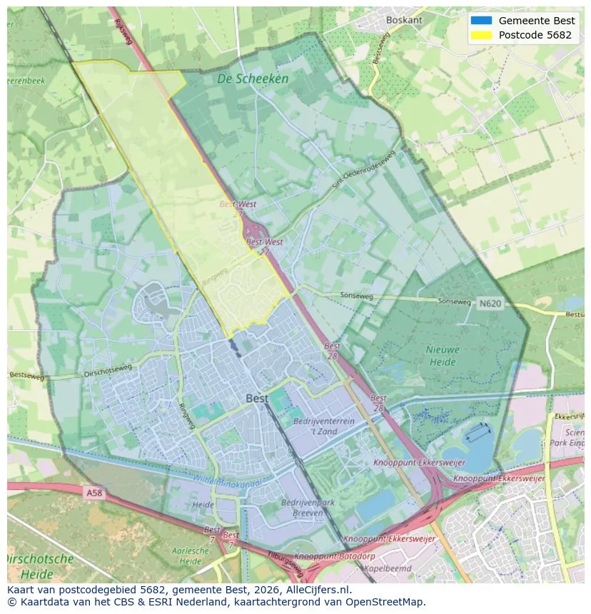 Postcodekaart voor 5682