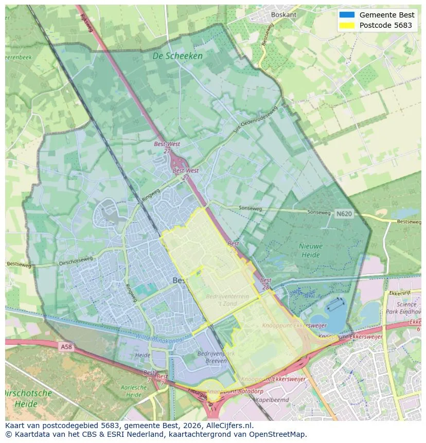 Postcode map for 5683