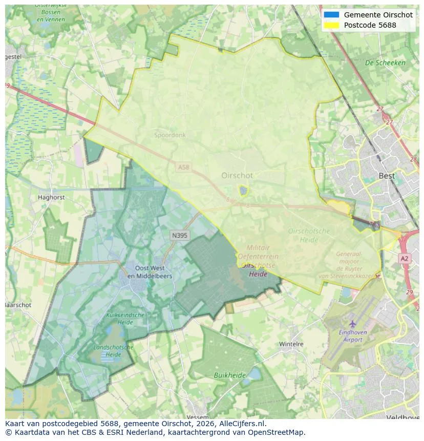Postcodekaart voor 5688
