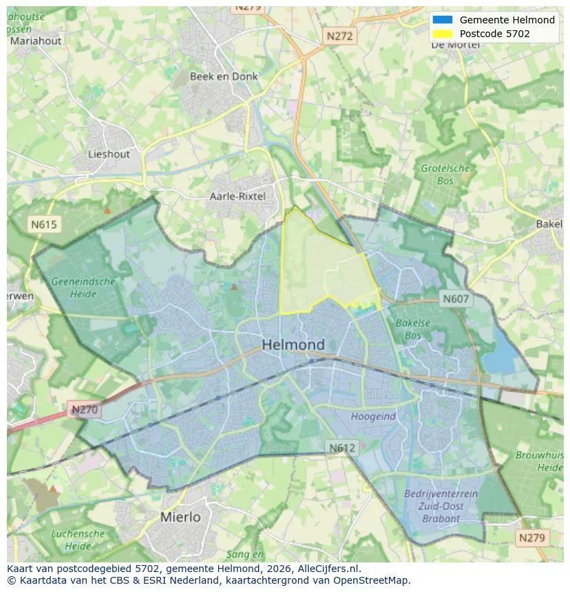 Postcodekaart voor 5702
