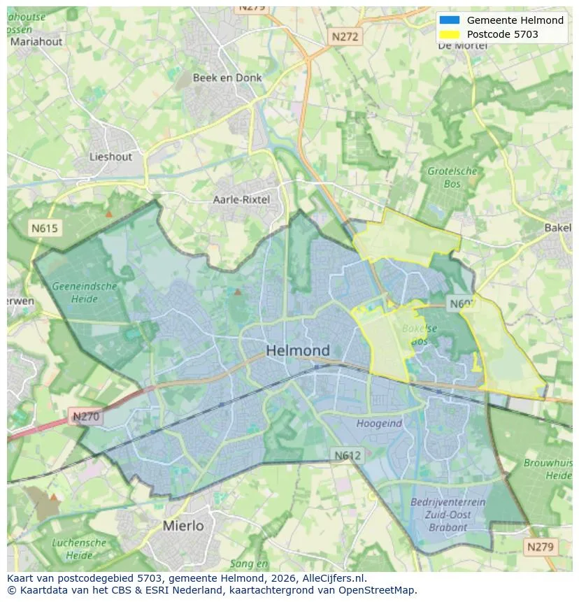 Postcodekaart voor 5703