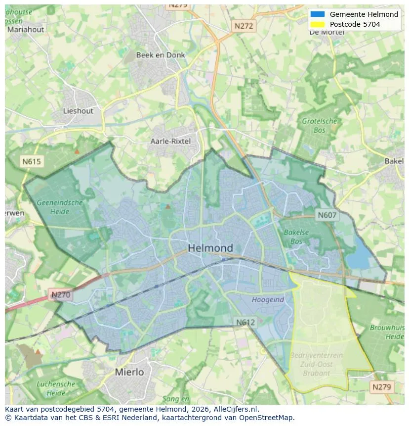 Postcodekaart voor 5704