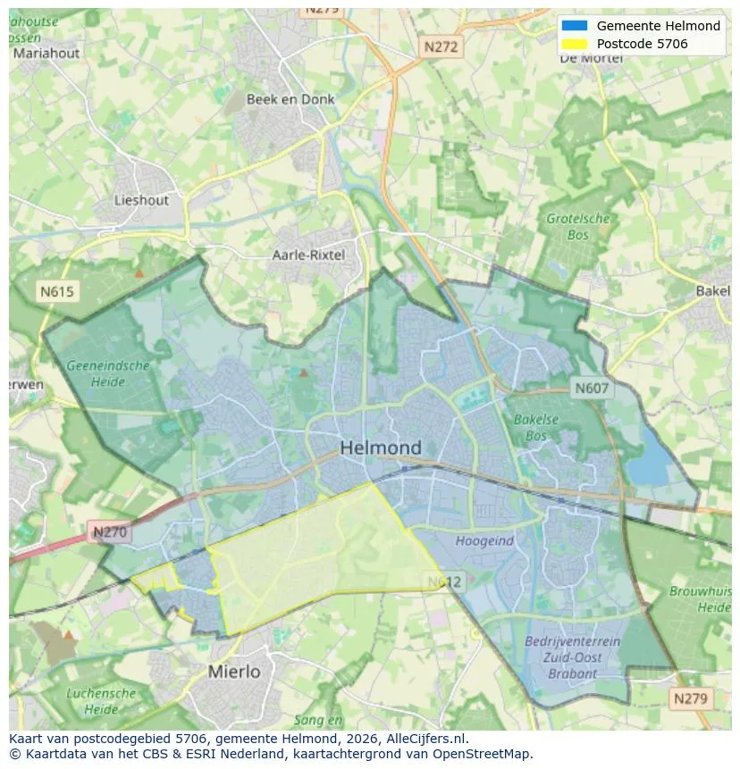 Postcodekaart voor 5706
