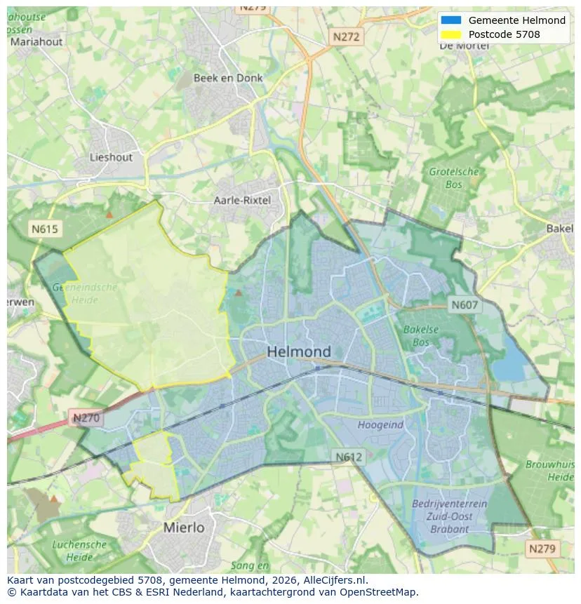 Mapa de códigos postales para 5708