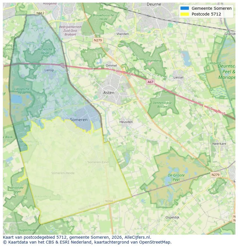 Postcodekaart voor 5712