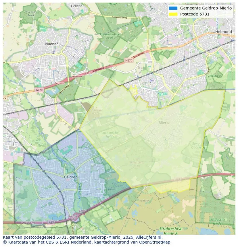 Postcodekaart voor 5731