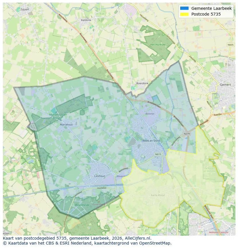 Postcodekaart voor 5735