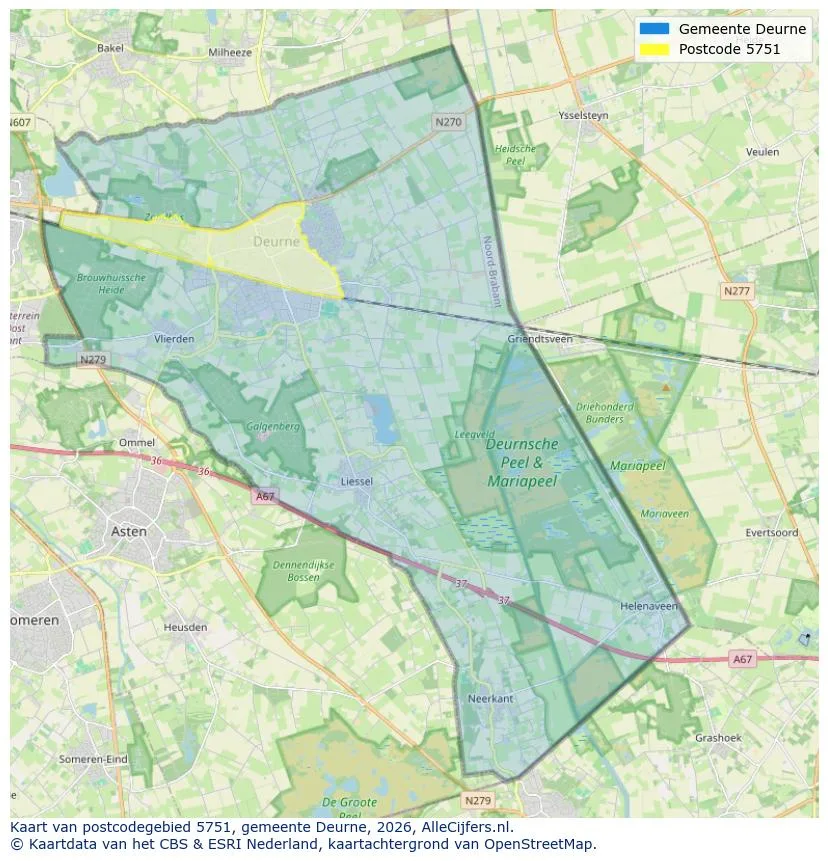 Postcodekaart voor 5751