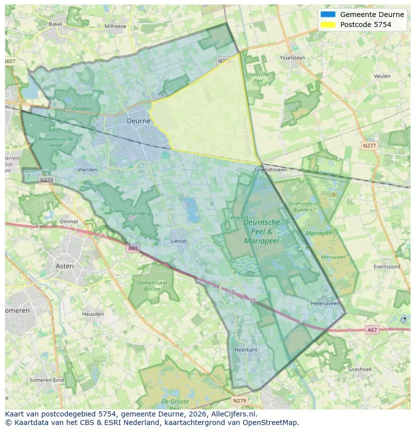 Postcodekaart voor 5754