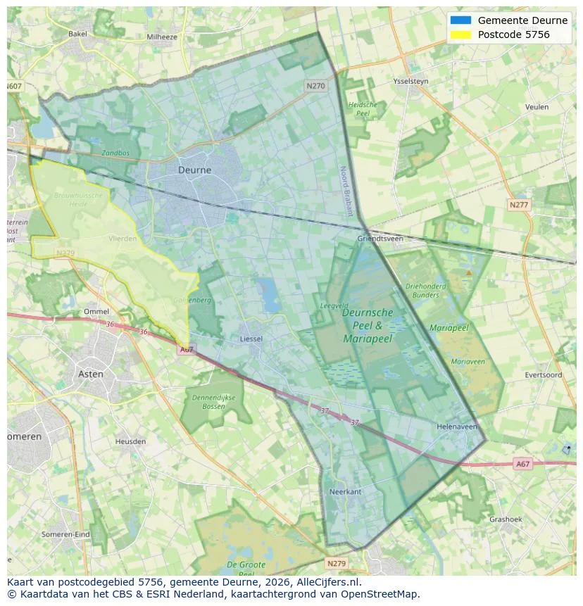 Postcodekaart voor 5756