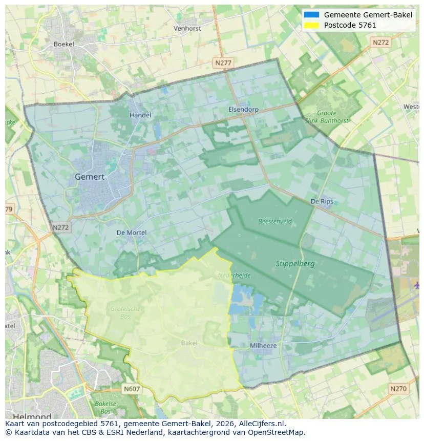 Postcodekaart voor 5761