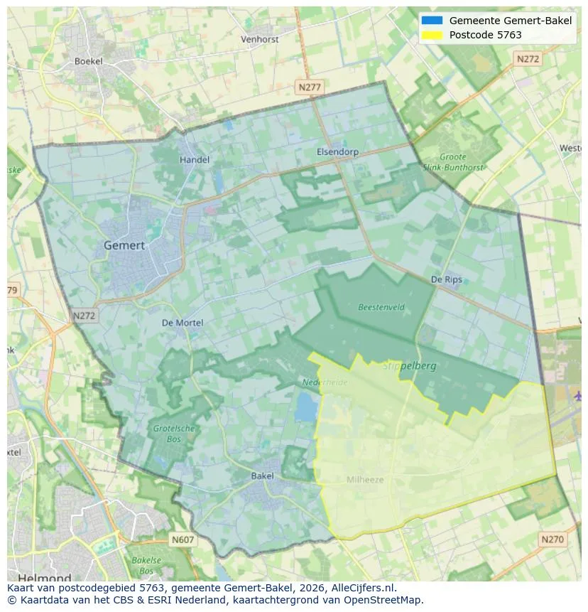 Postcodekaart voor 5763