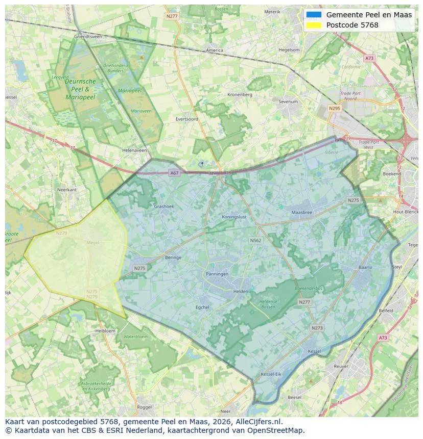 Postcodekaart voor 5768